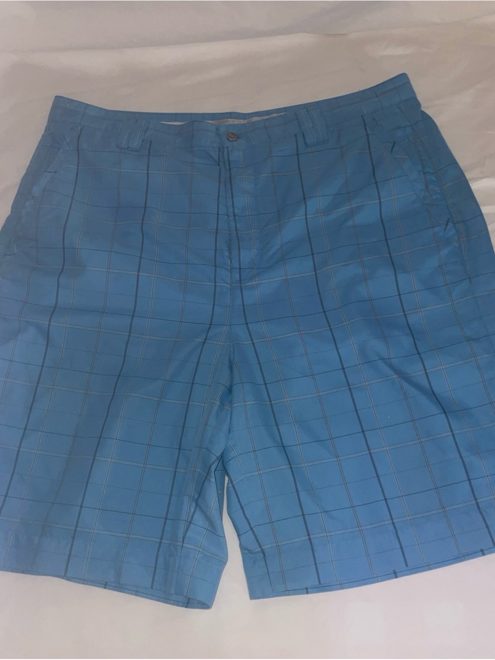 Callaway Blue Plaid Flat-Front Golf Shorts